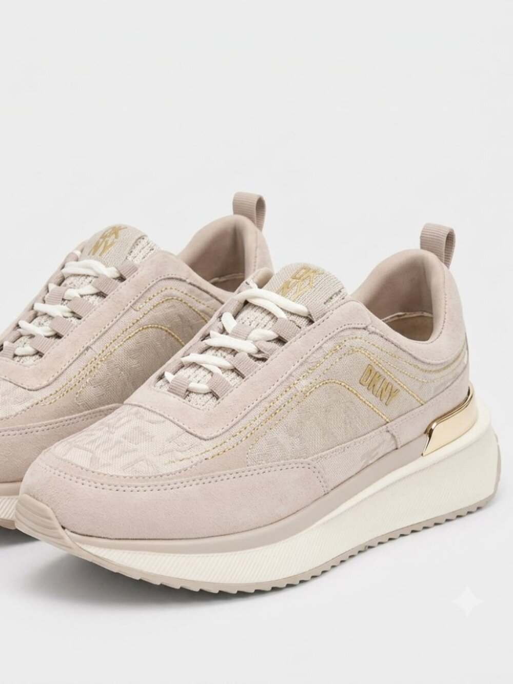 DKNY Grey/White/Gold Sneakers (7.5)
